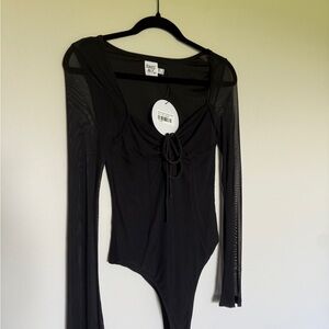 Princess Polly Black Mesh Sleeve Bodysuit